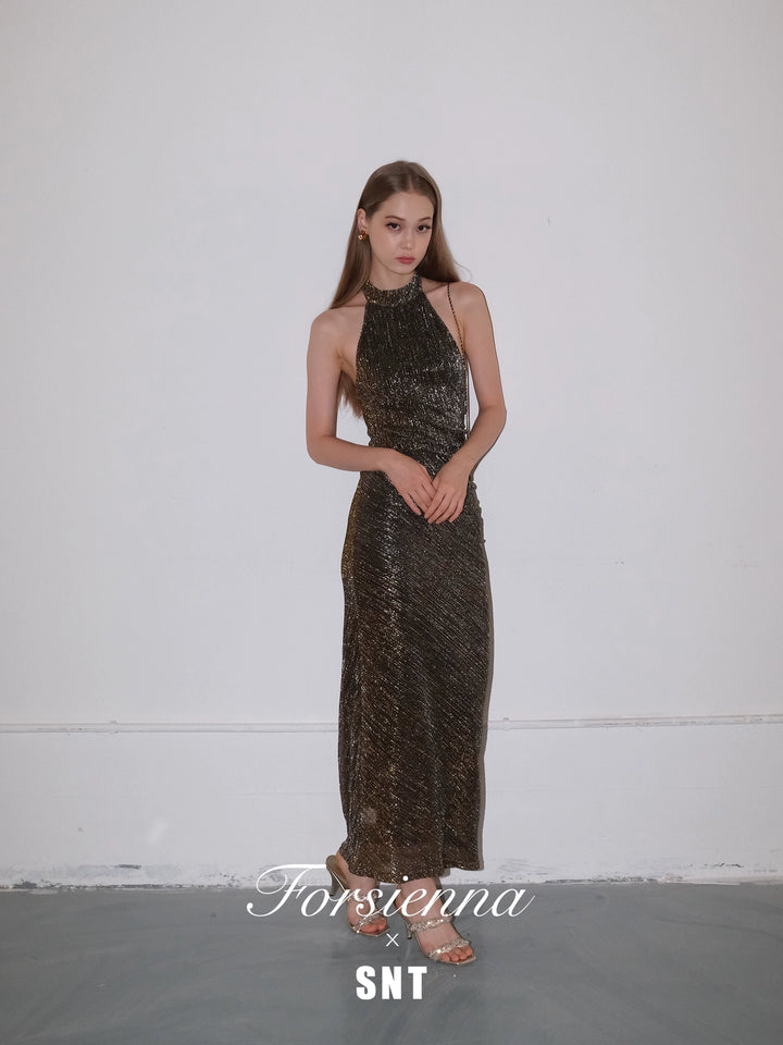 Golden Glimmer Halter Dress & Top SNTT0255
