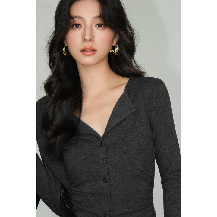 V-Collar Slim Fit Knit Top NHKT0252