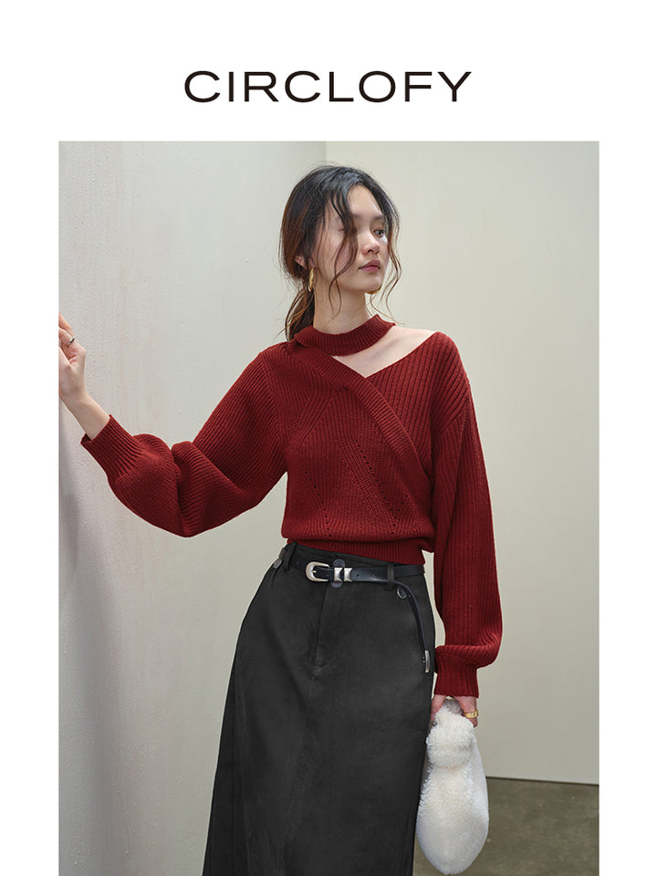 Choker Cross-Wrap Knitted Sweater CCKS0146