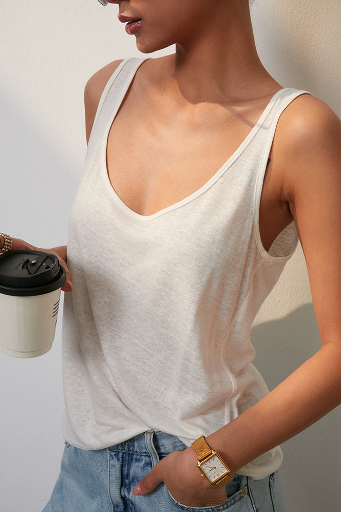 Everyday Scoop Linen Tank DGLT0201
