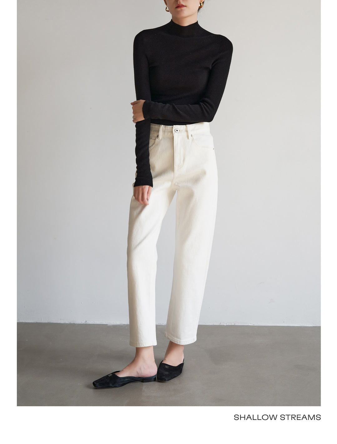 Silkline Merino Mock Neck Knit Top SSKT0316