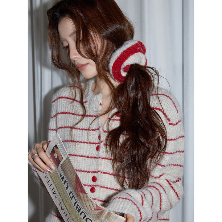 Parisian Rouge Stripe Knit Cardigan KKKC0337