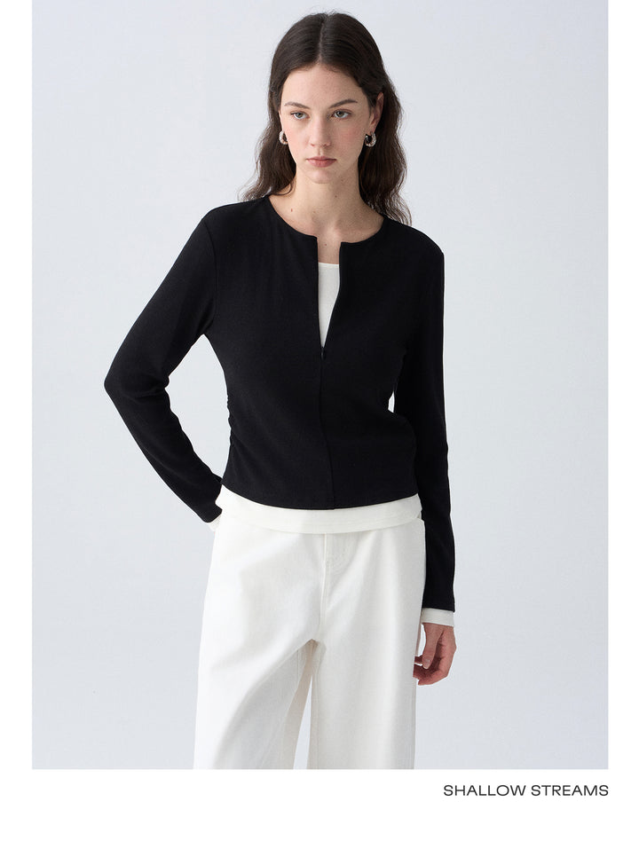 Contrast Layer Knit Cardigan SSKC0287