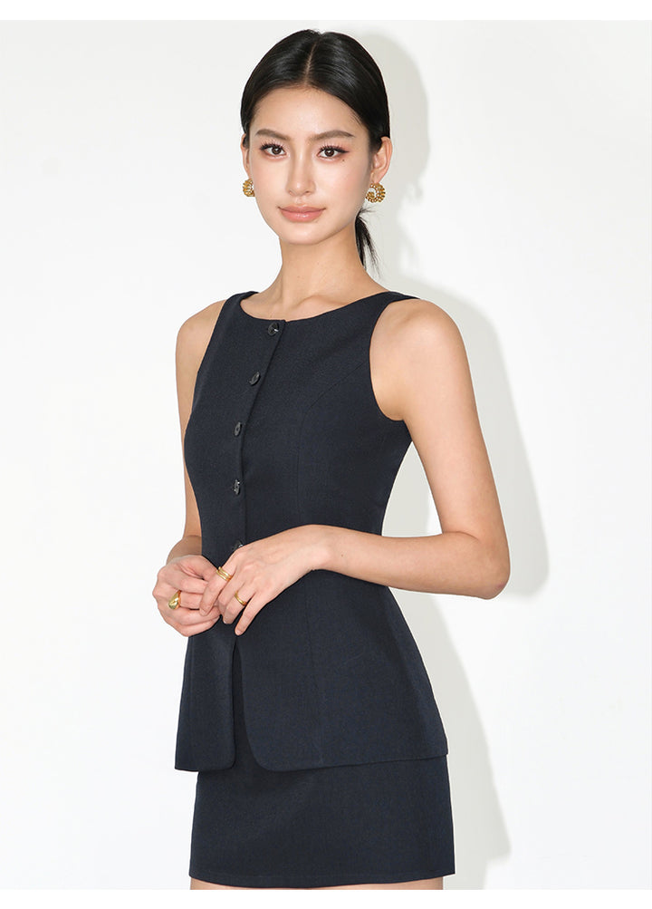Sculpted Sleeveless Blazer Mini Set NHMS0180