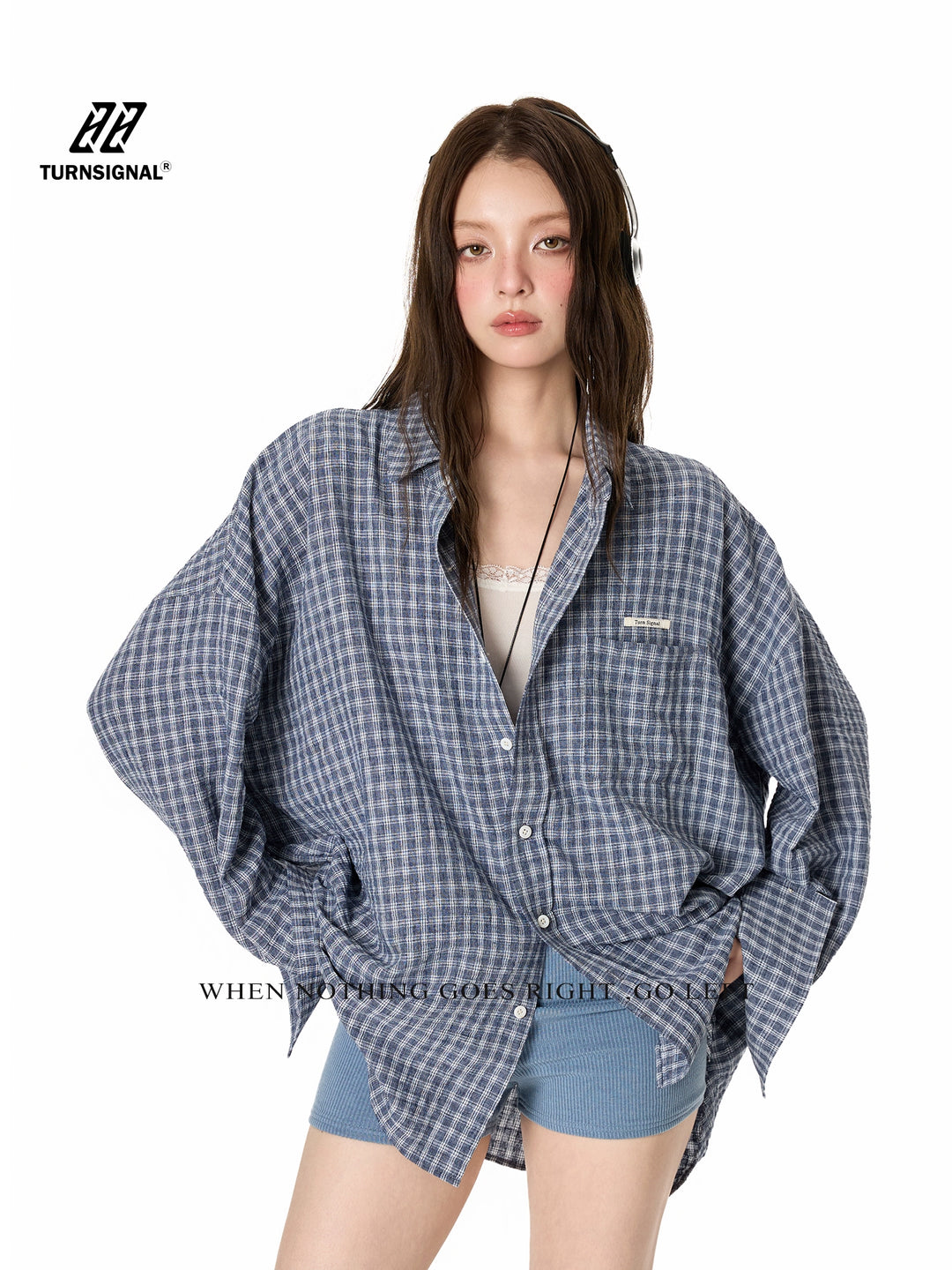 Oversized Plaid Button-Up Shirt TSBS0267