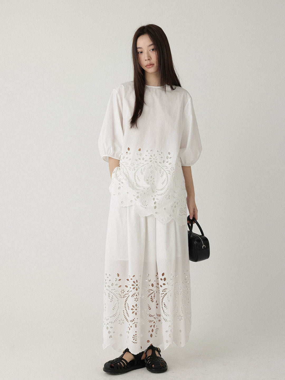 Breeze Broderie Cotton Maxi Skirt LCMS0192