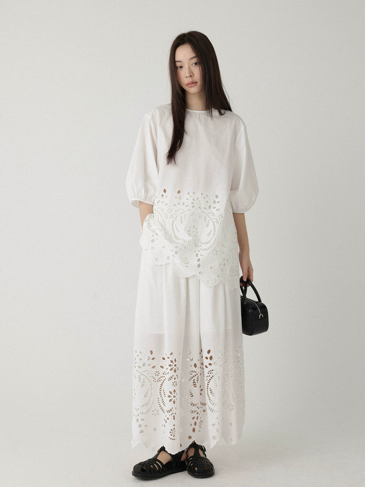 Breeze Broderie Cotton Maxi Skirt LCMS0192