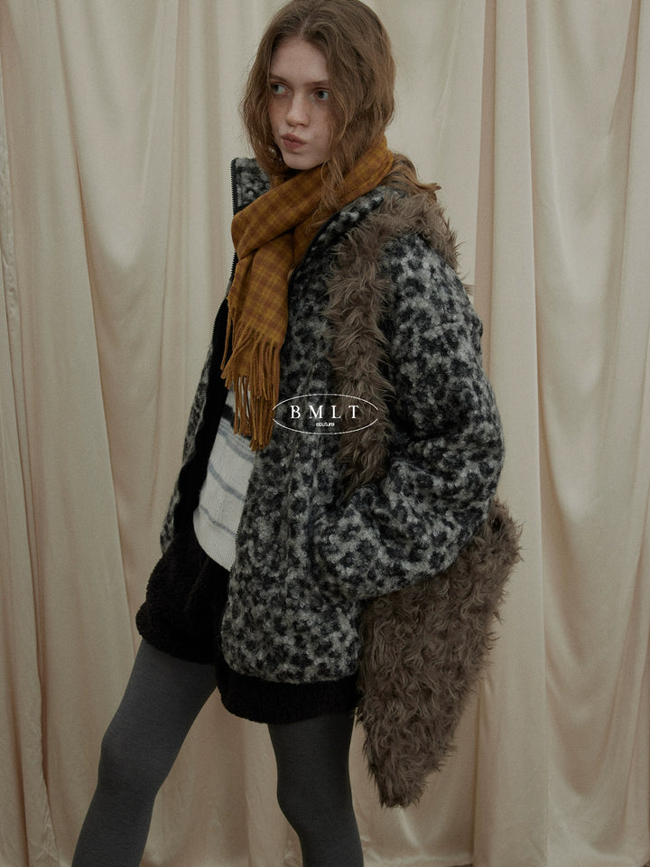 Leopard Pattern Woolen Jacket BMWJ0300