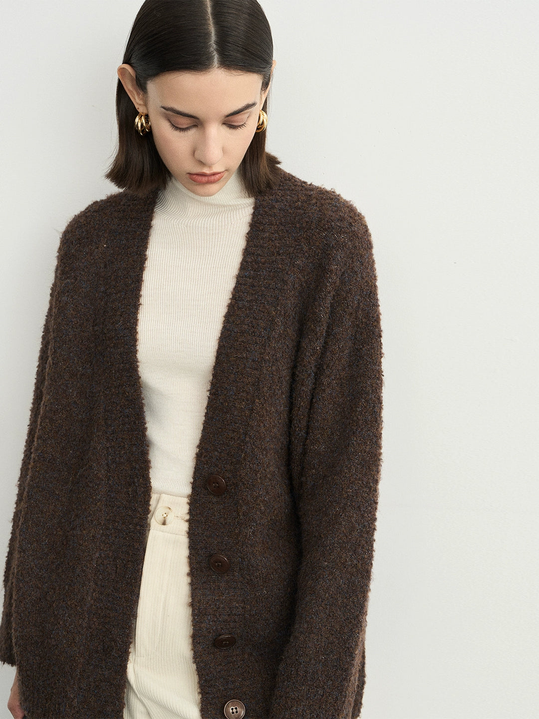 Wool Hoop V-Neck Knit Cardigan SSWC0063