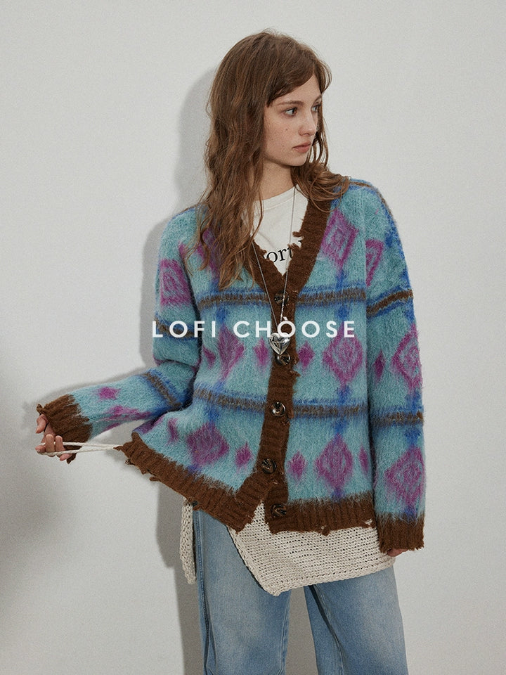 Vintage Patterned Knitted Cardigan LCVC0055