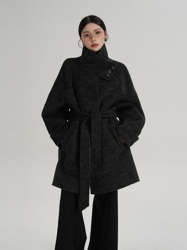 Softline Asymmetrical Wool Wrap Coat SRWC0319