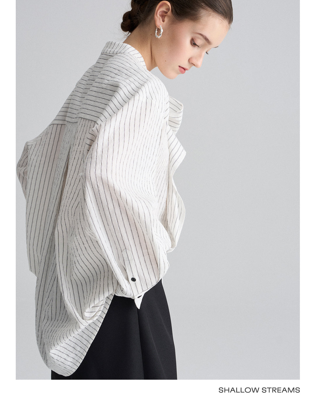 Ribbon Drape Stripe Blouse SSSB0172