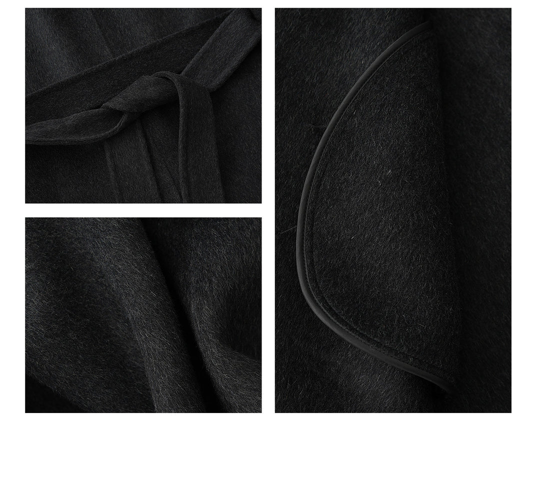 Noir Wrap Belted Wool Coat SRWC0318