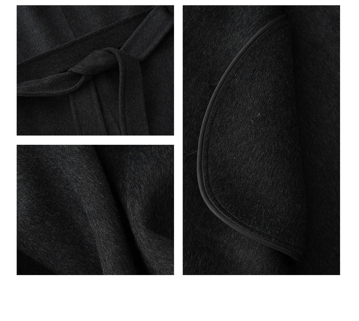 Noir Wrap Belted Wool Coat SRWC0318