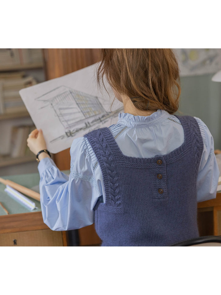 Reversible Cable Knit Wool Sweater Vest DAKV0122