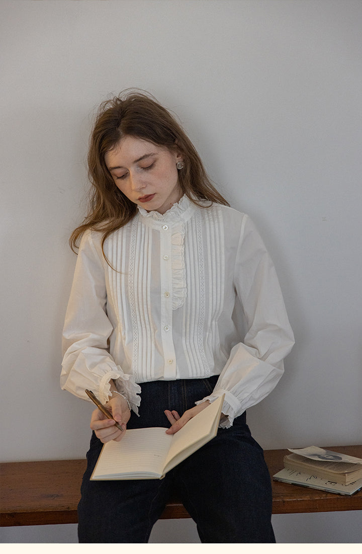 Vintage Pintuck Lace Blouse DALB0110