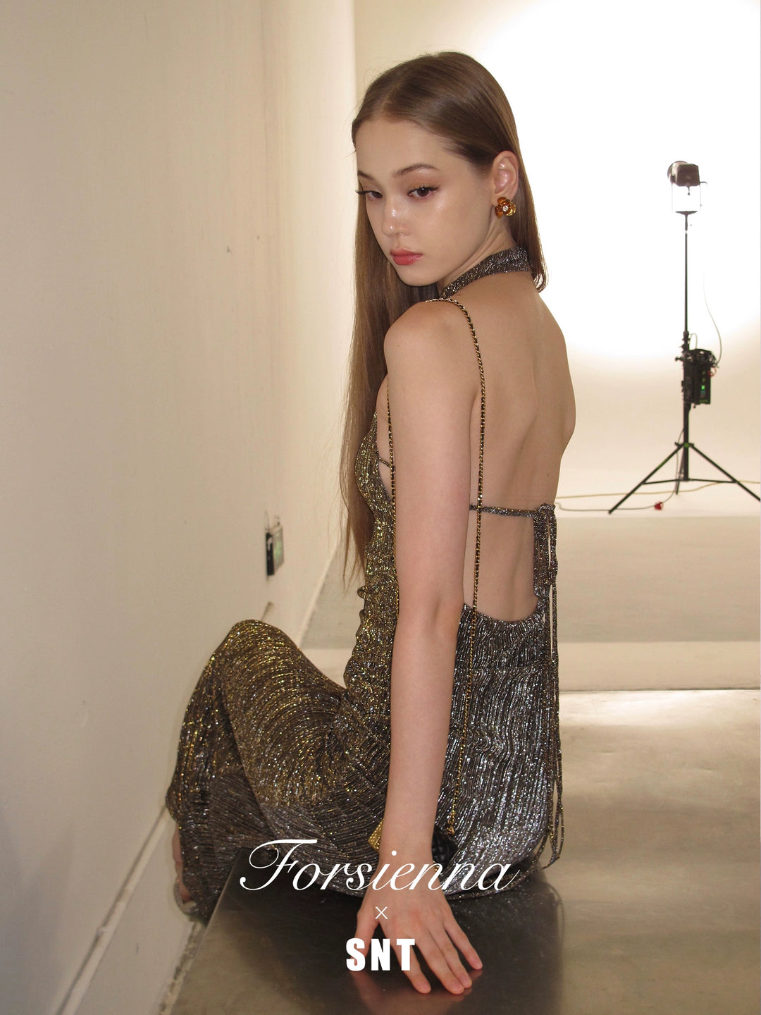 Golden Glimmer Halter Dress & Top SNTT0255