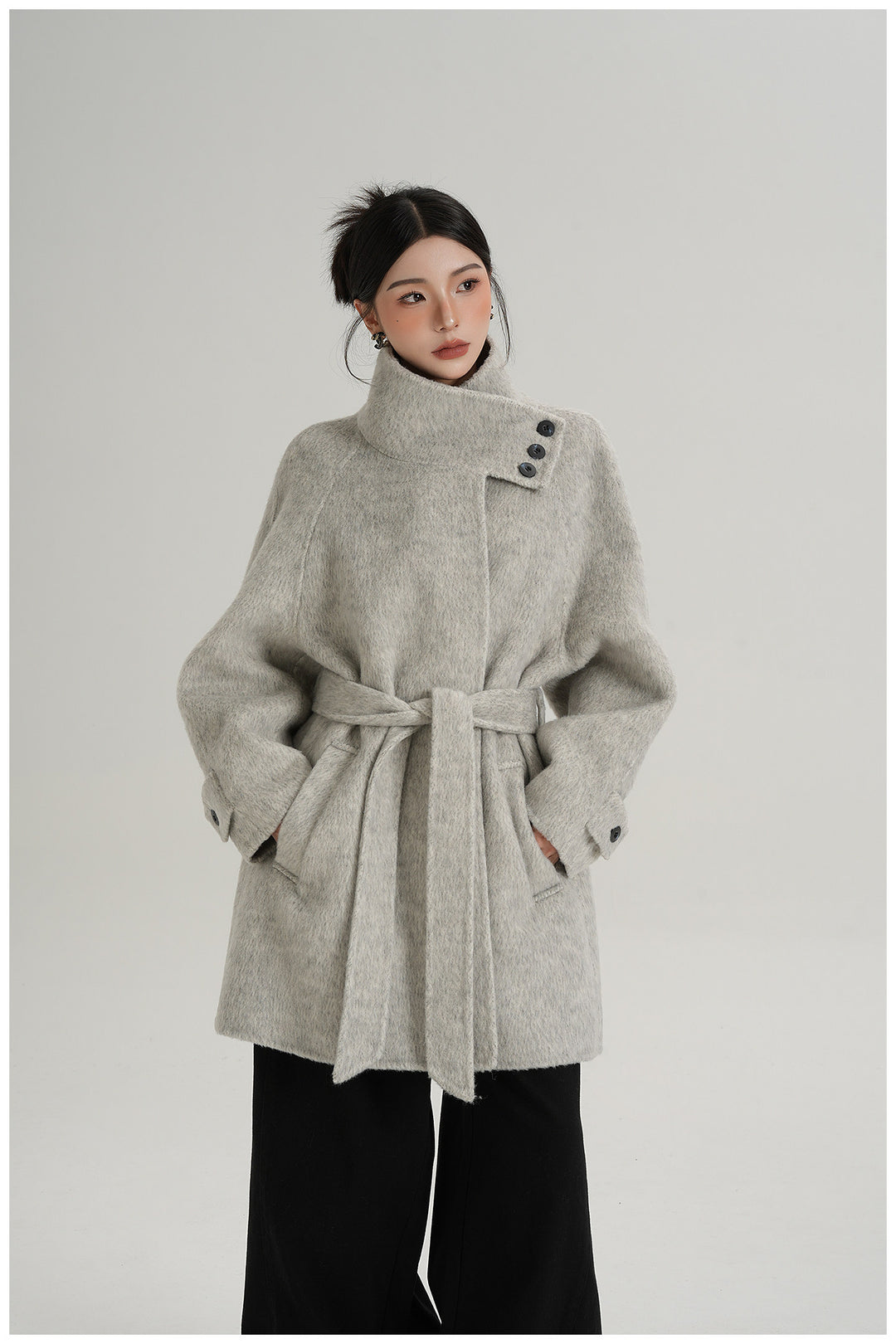 Softline Asymmetrical Wool Wrap Coat SRWC0319