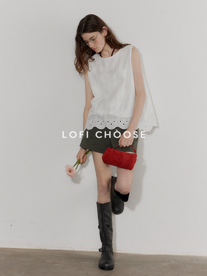 Breezy Broderie Cotton Tank LCCT0210