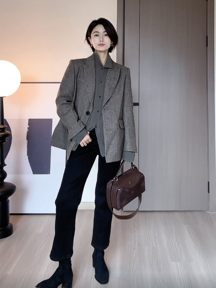 Timeless Wool Herringbone Blazer CCHB0143
