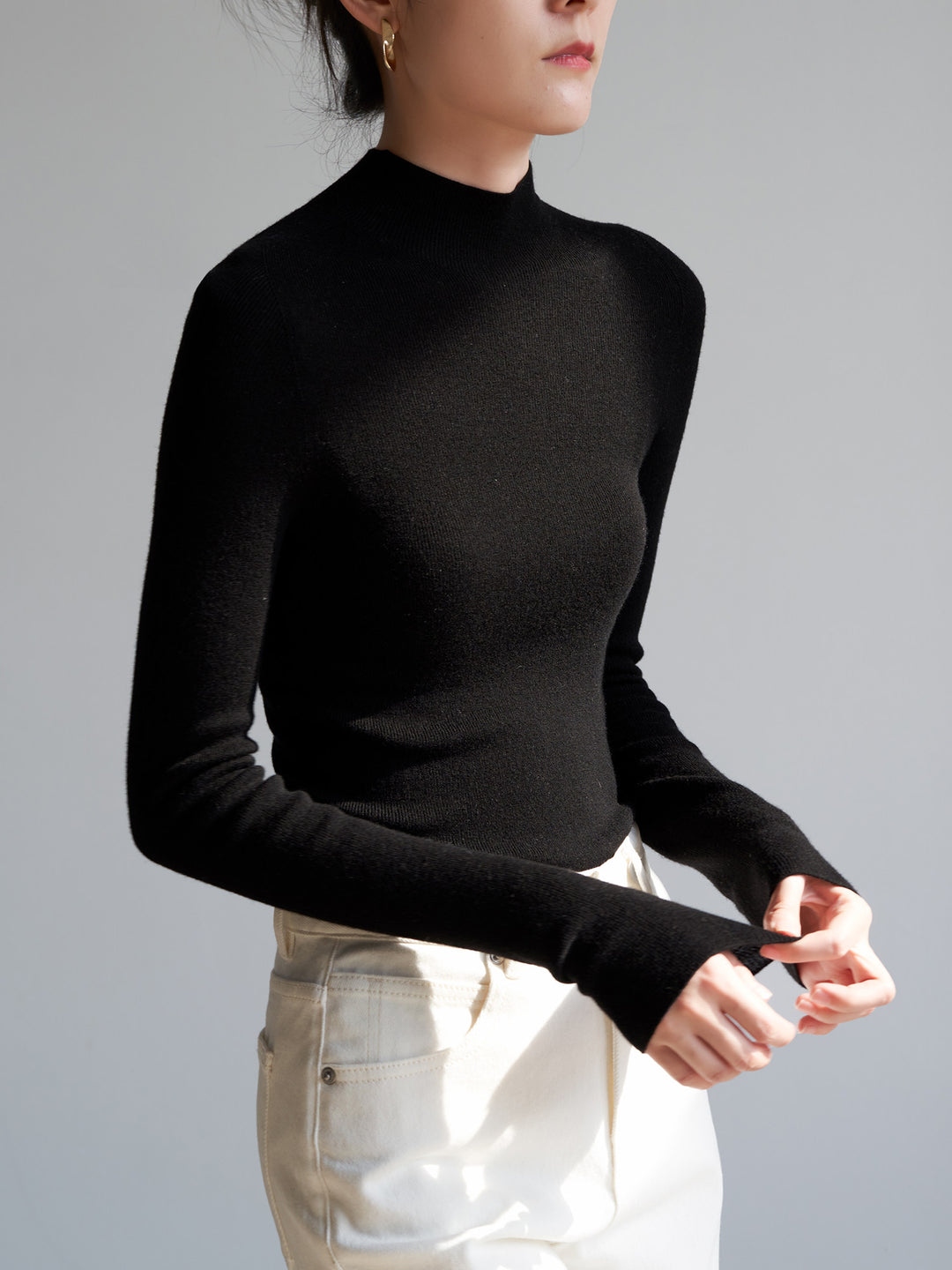 Silkline Merino Mock Neck Knit Top SSKT0316