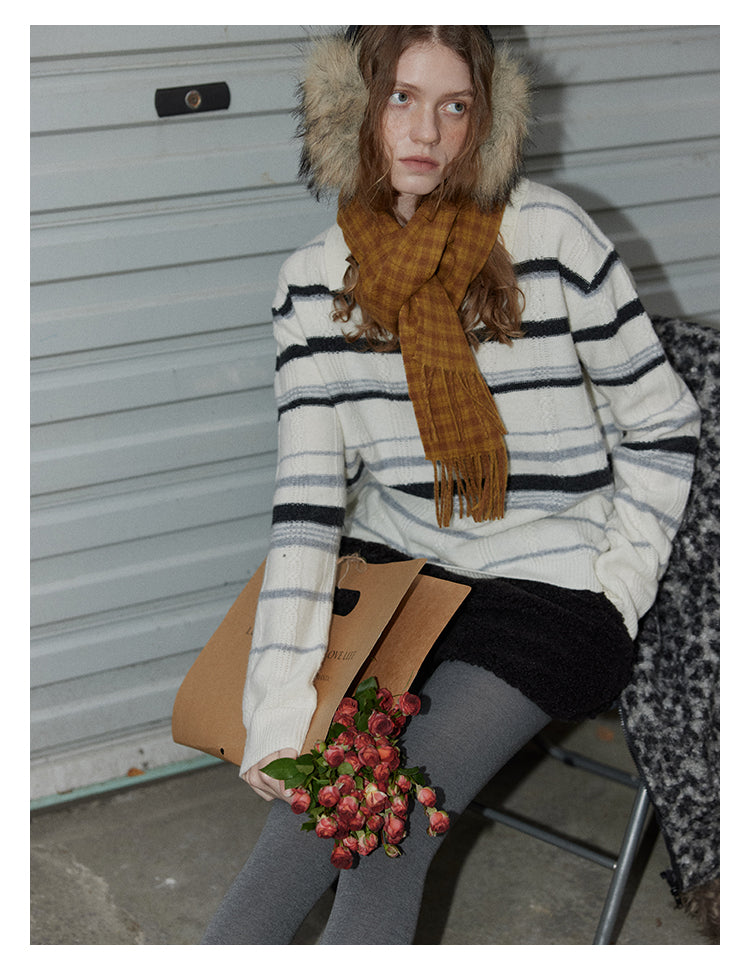 Winter Stripe Wool Knit Pullover BMKP0295