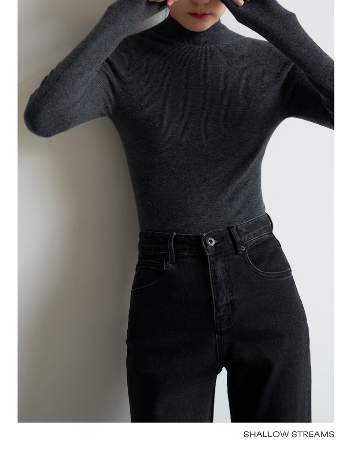 Silkline Merino Mock Neck Knit Top SSKT0316