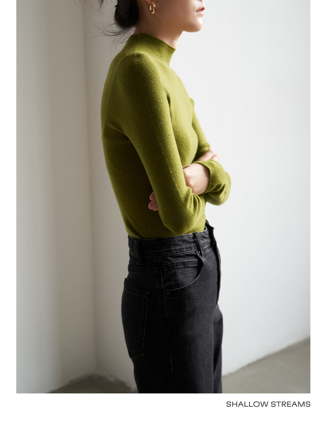 Silkline Merino Mock Neck Knit Top SSKT0316