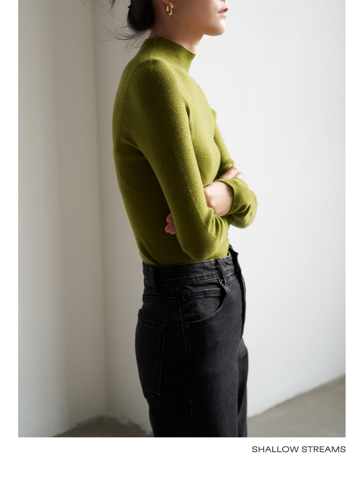 Silkline Merino Mock Neck Knit Top SSKT0316