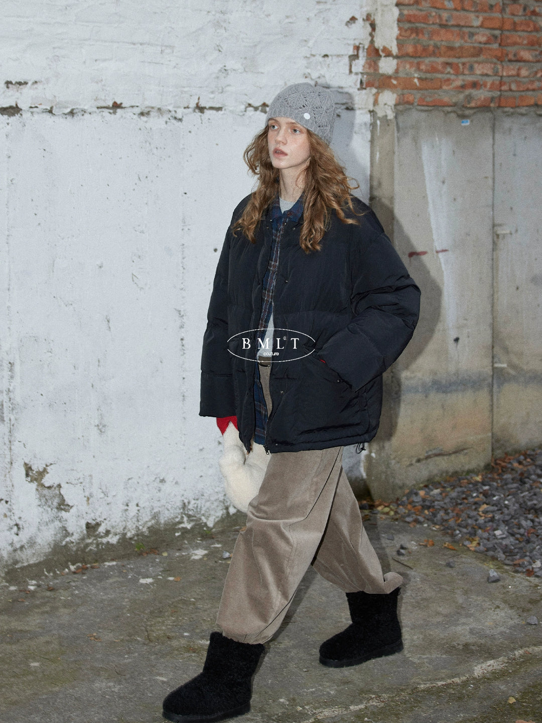 BMLT [Snow-covered Blue Tile] Winter Korean lapel warm 90 white duck down jacket Barn-style thickened jacket