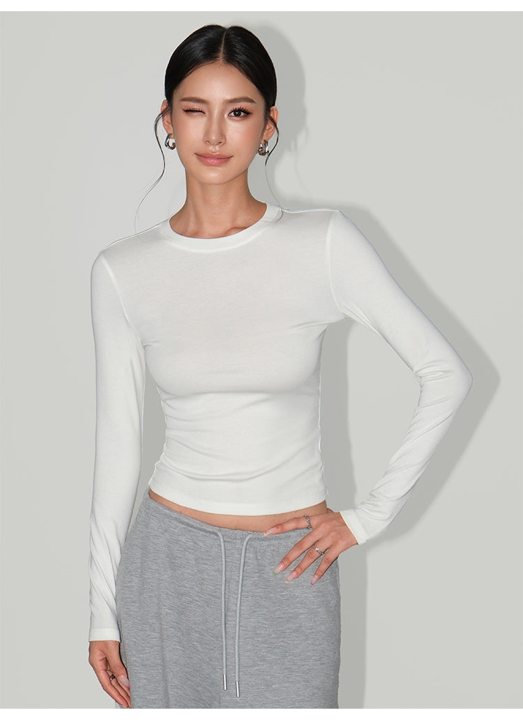 Sleek Fit Long Sleeve Round Neck Top NHRN0253
