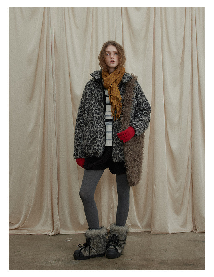 Leopard Pattern Woolen Jacket BMWJ0300