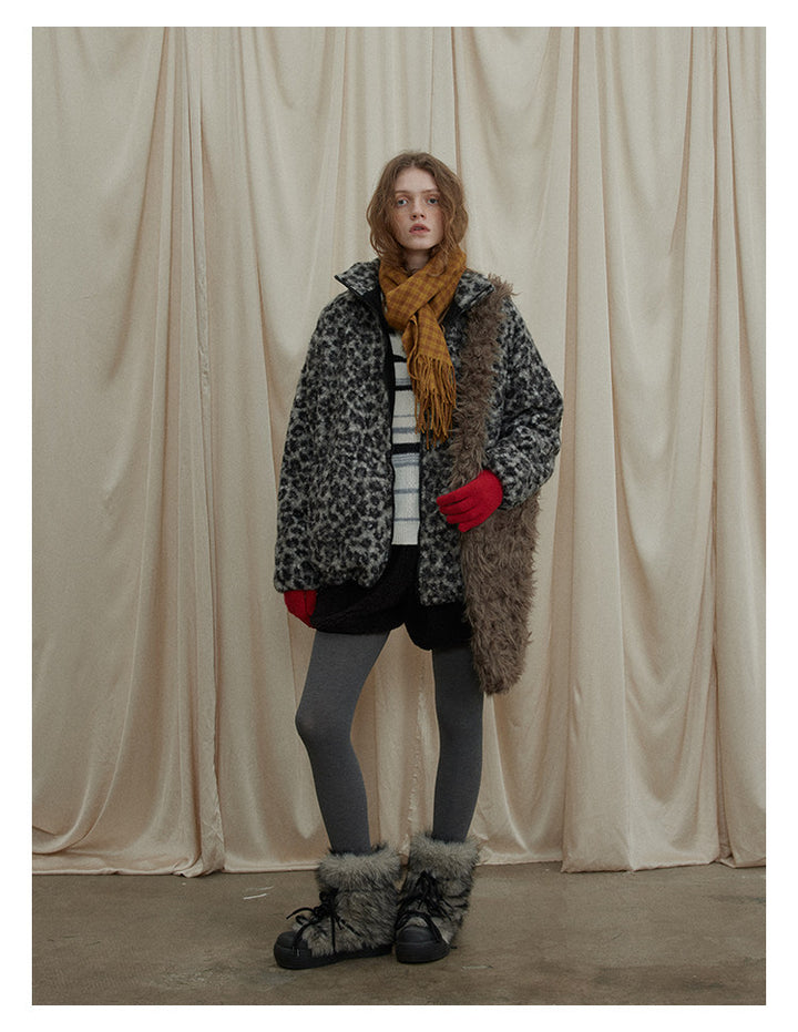 Leopard Pattern Woolen Jacket BMWJ0300