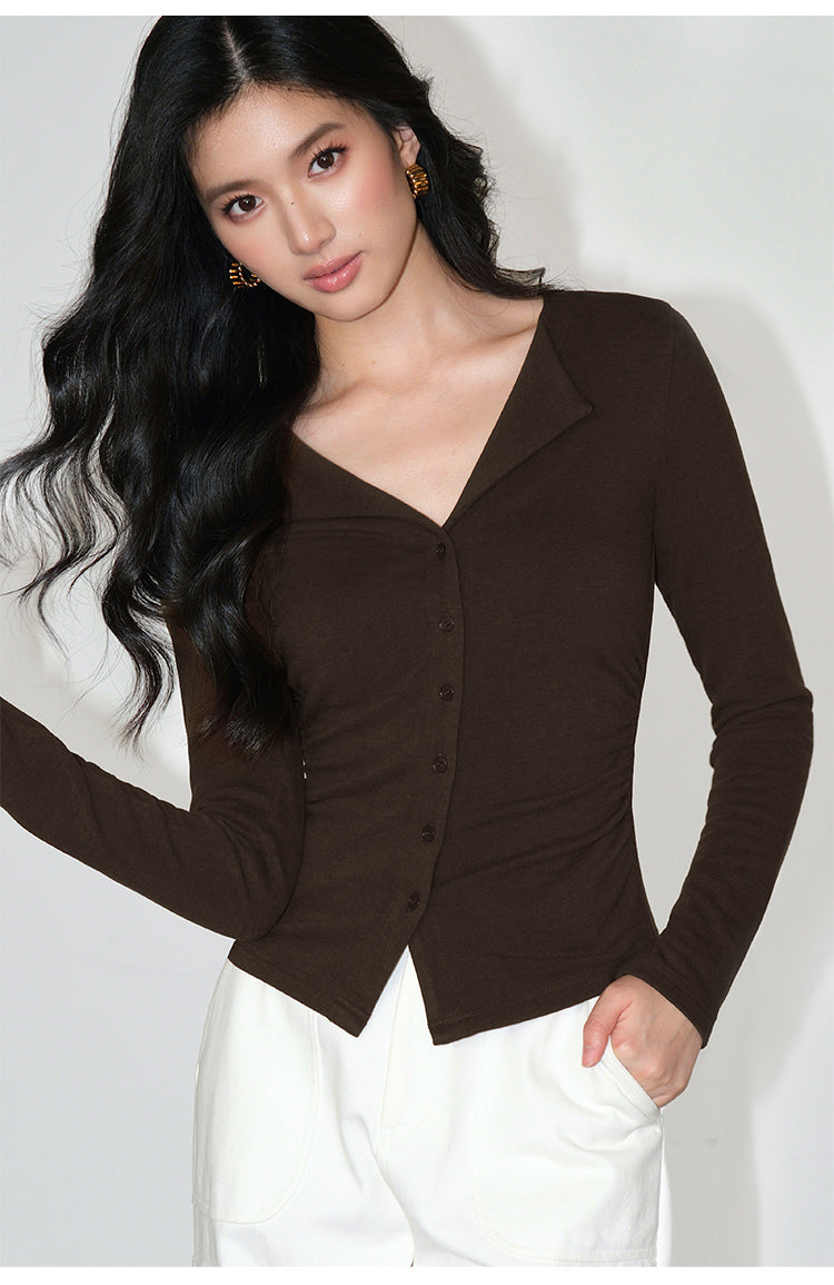 V-Collar Slim Fit Knit Top NHKT0252