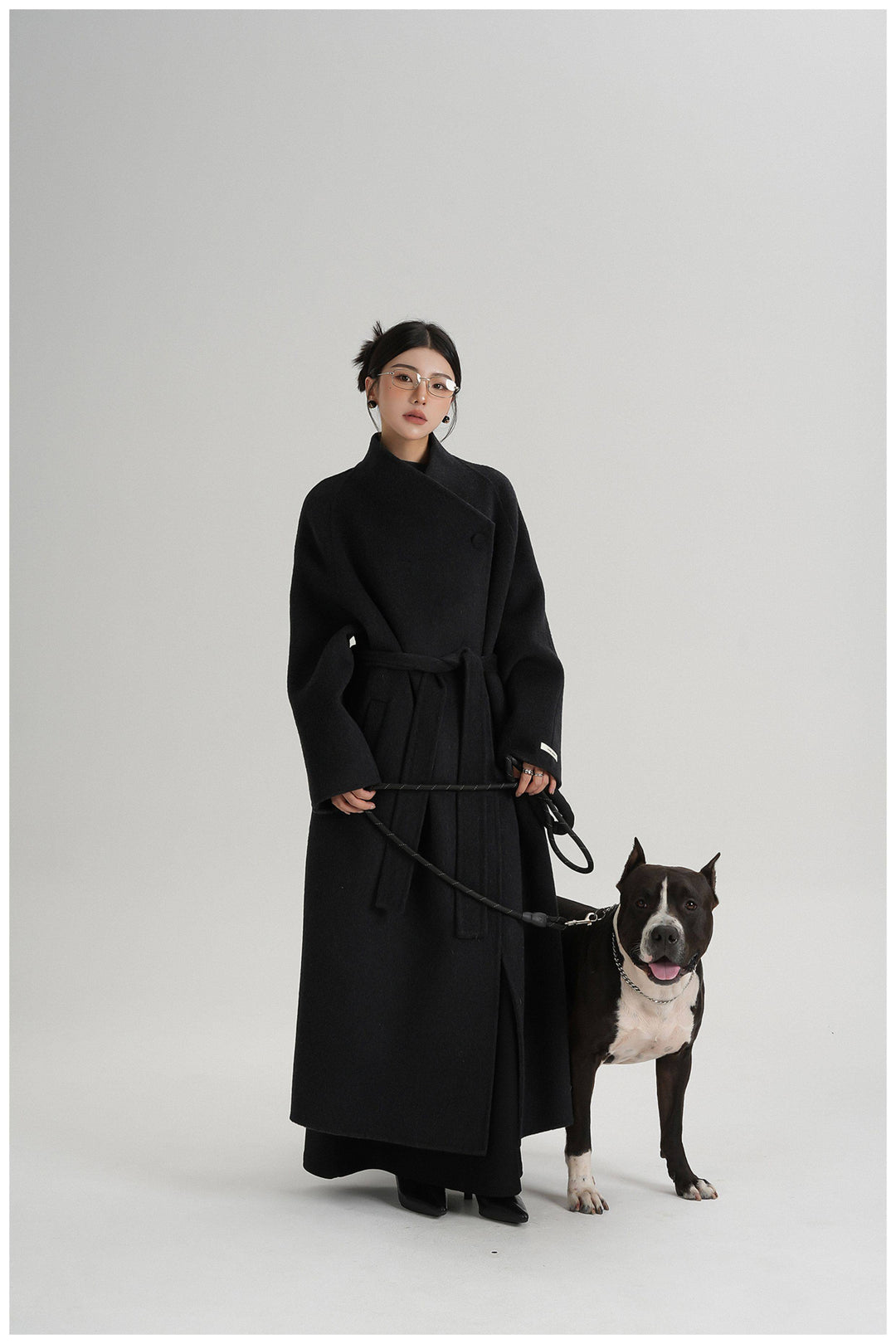 Noir Wrap Belted Wool Coat SRWC0318