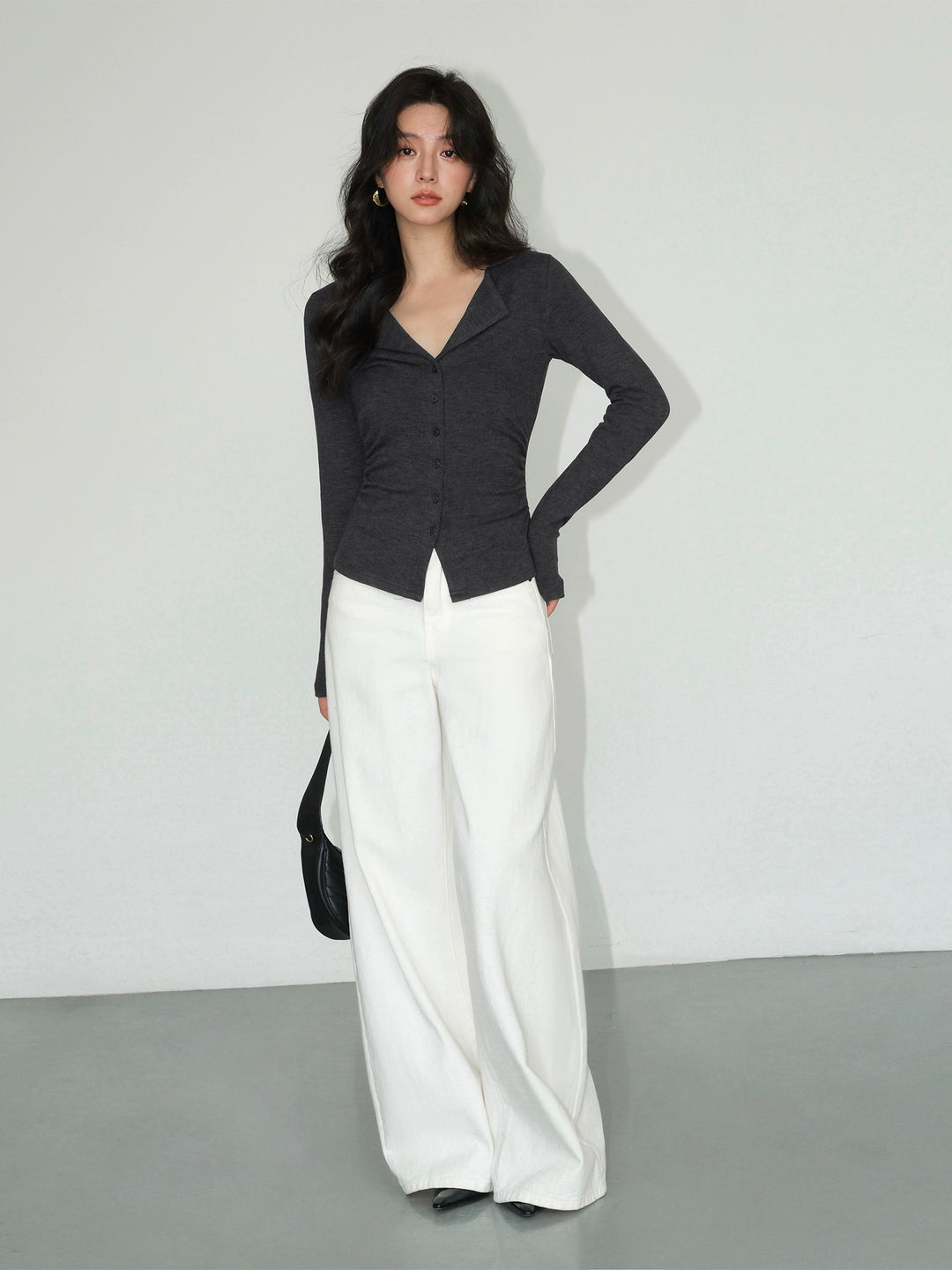 V-Collar Slim Fit Knit Top NHKT0252