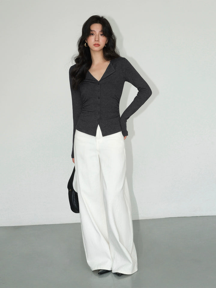 V-Collar Slim Fit Knit Top NHKT0252