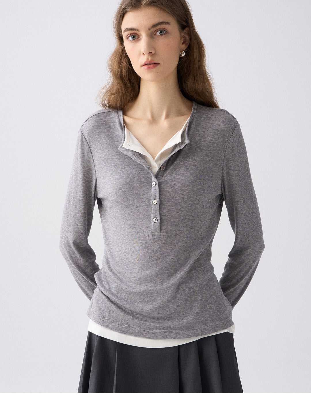 Premium Button Henley Knit Top SSKT0280