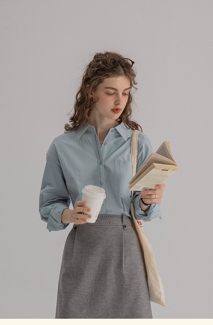 Vintage Cotton Oversized Button-Up Shirt DACS0108