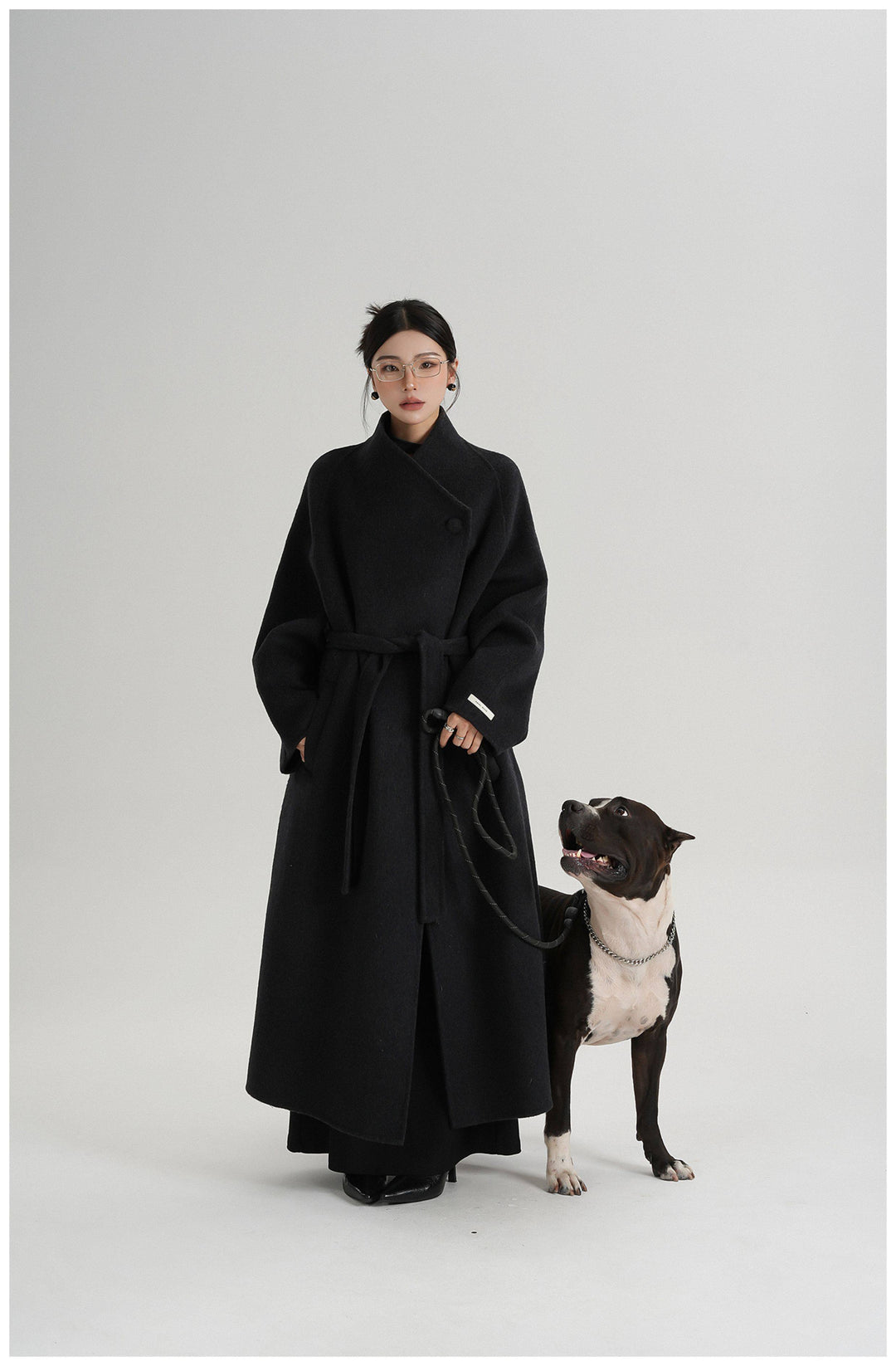Noir Wrap Belted Wool Coat SRWC0318