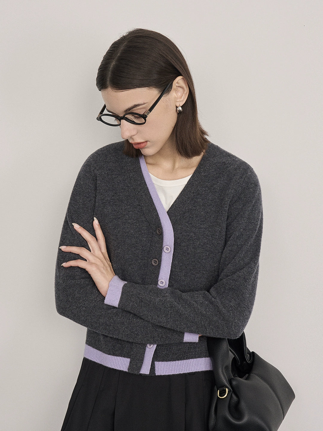 Fake Two-Piece Wool Knit Cardigan SSWC0060