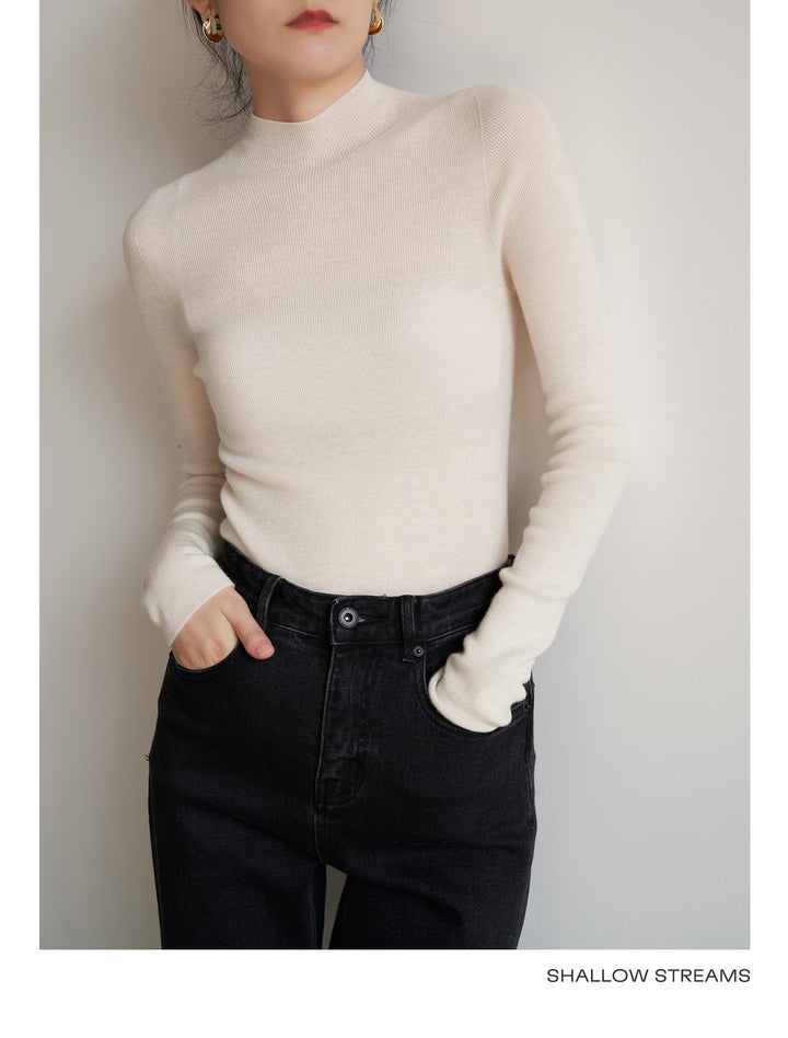 Silkline Merino Mock Neck Knit Top SSKT0316