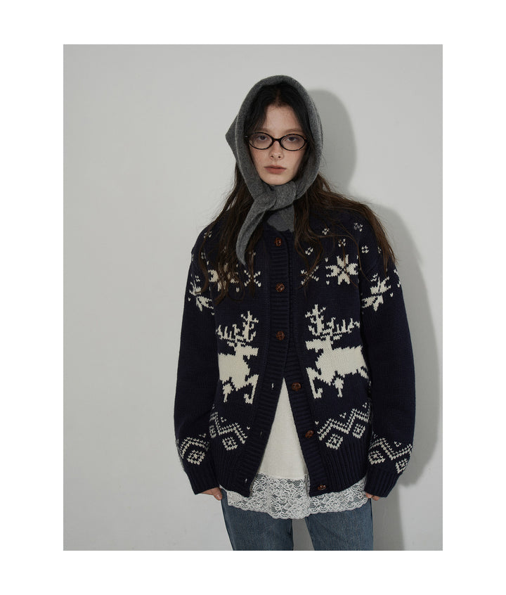Nordic Reindeer Knit Cardigan LCKC0306