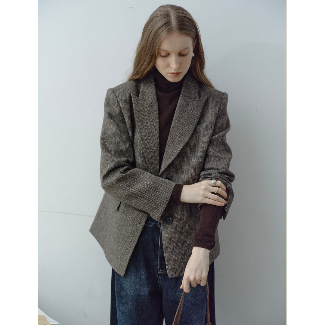 Timeless Wool Herringbone Blazer CCHB0143