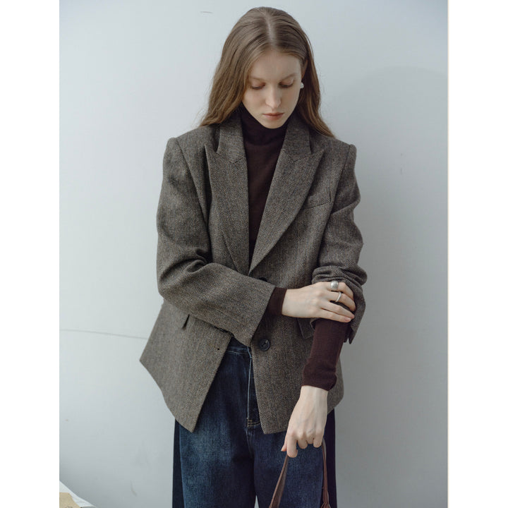 Timeless Wool Herringbone Blazer CCHB0143