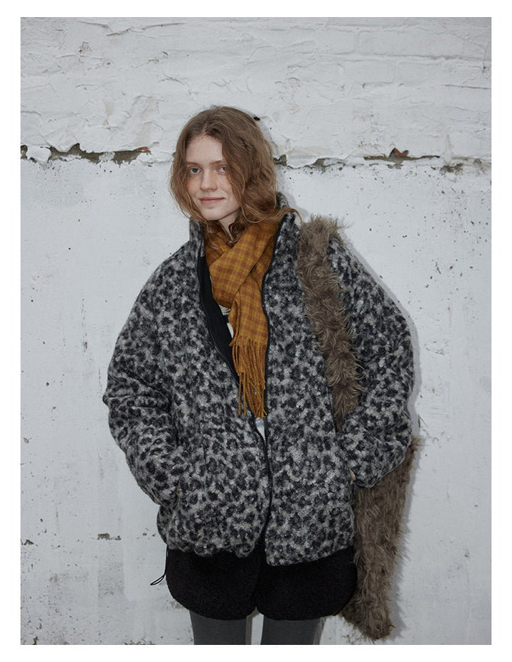 Leopard Pattern Woolen Jacket BMWJ0300