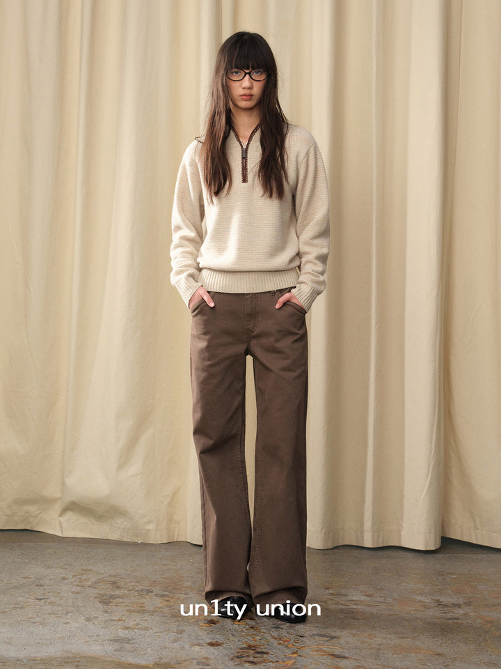 Vintage Cocoa Twill Straight-Leg Pants UUSP0310