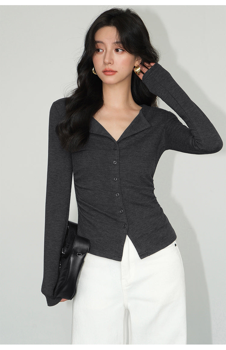V-Collar Slim Fit Knit Top NHKT0252