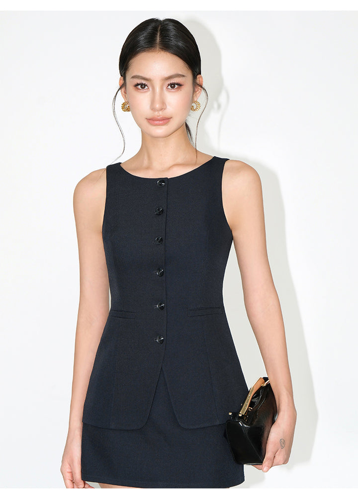 Sculpted Sleeveless Blazer Mini Set NHMS0180