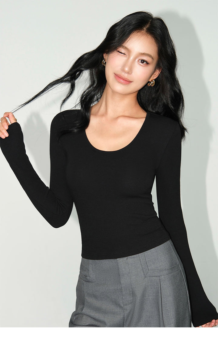U-Neck Curve Hug Cropped Top NHCT0260